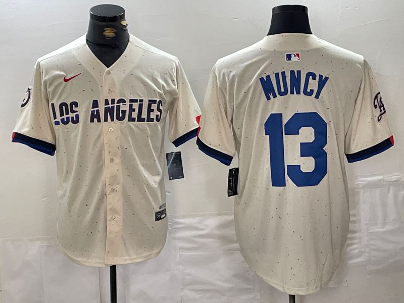 Men Los Angeles Dodgers #13 Muncy Cream Fashion Nike Game MLB Jersey style 1->los angeles dodgers->MLB Jersey